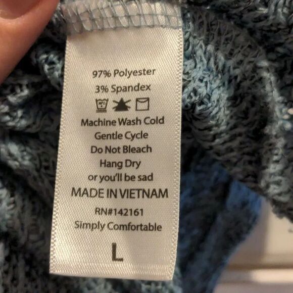 LuLaRoe Large Blue Lindsay Short Sleeve Sweater Open Front Cardigan - Picture 7 of 7